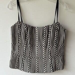 Vintage Carlisle Bustier Geometric Top Black/White Side Zip Womens Size 6